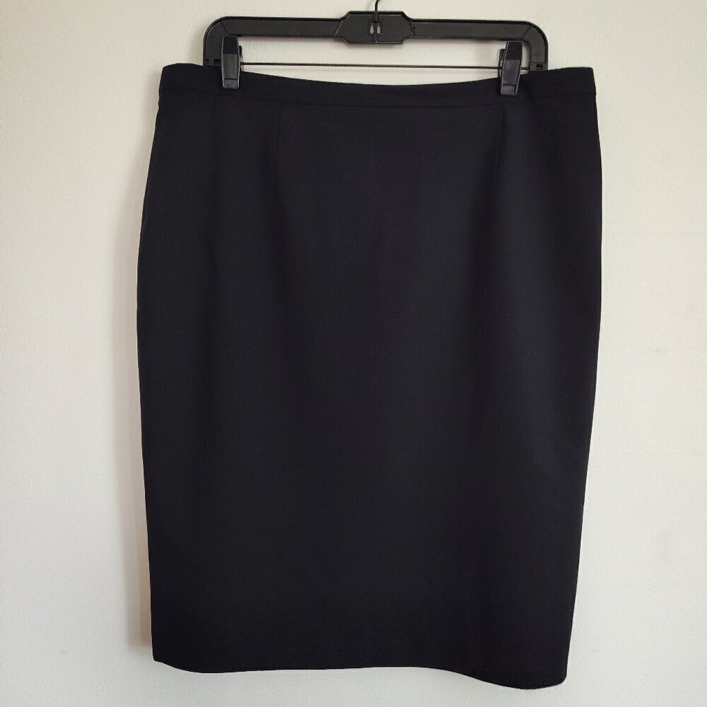 Ladies SZ 14 Brooks Brothers 346/Tollegno 1900 Black Wool Pencil Skirt